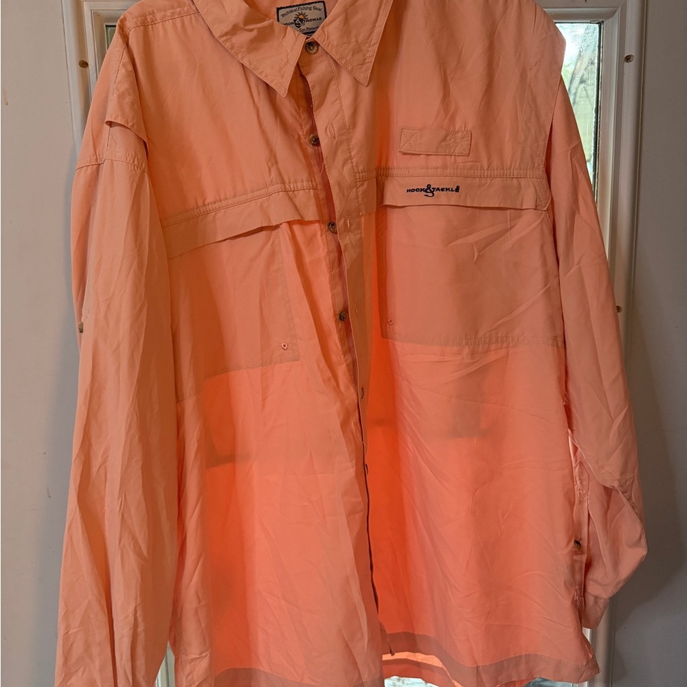 Technical Fishing Gear Hook & Tackle men’s Peach fishing shirt XL
